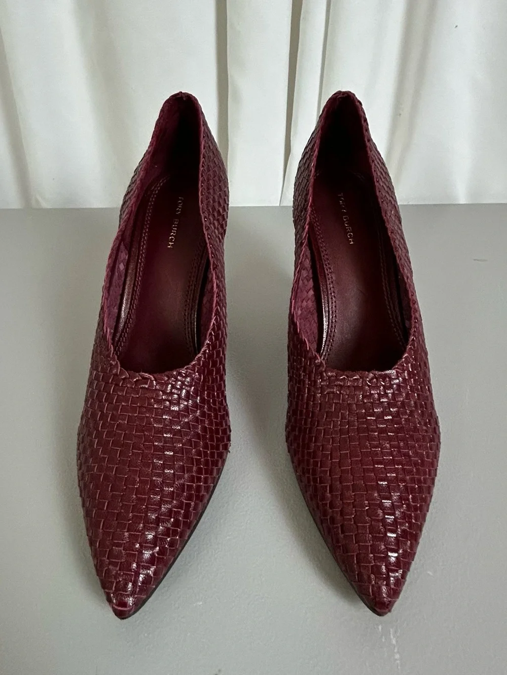 Tory Burch Women's Burgundy Woven Pointed-Toe Heels size 9M